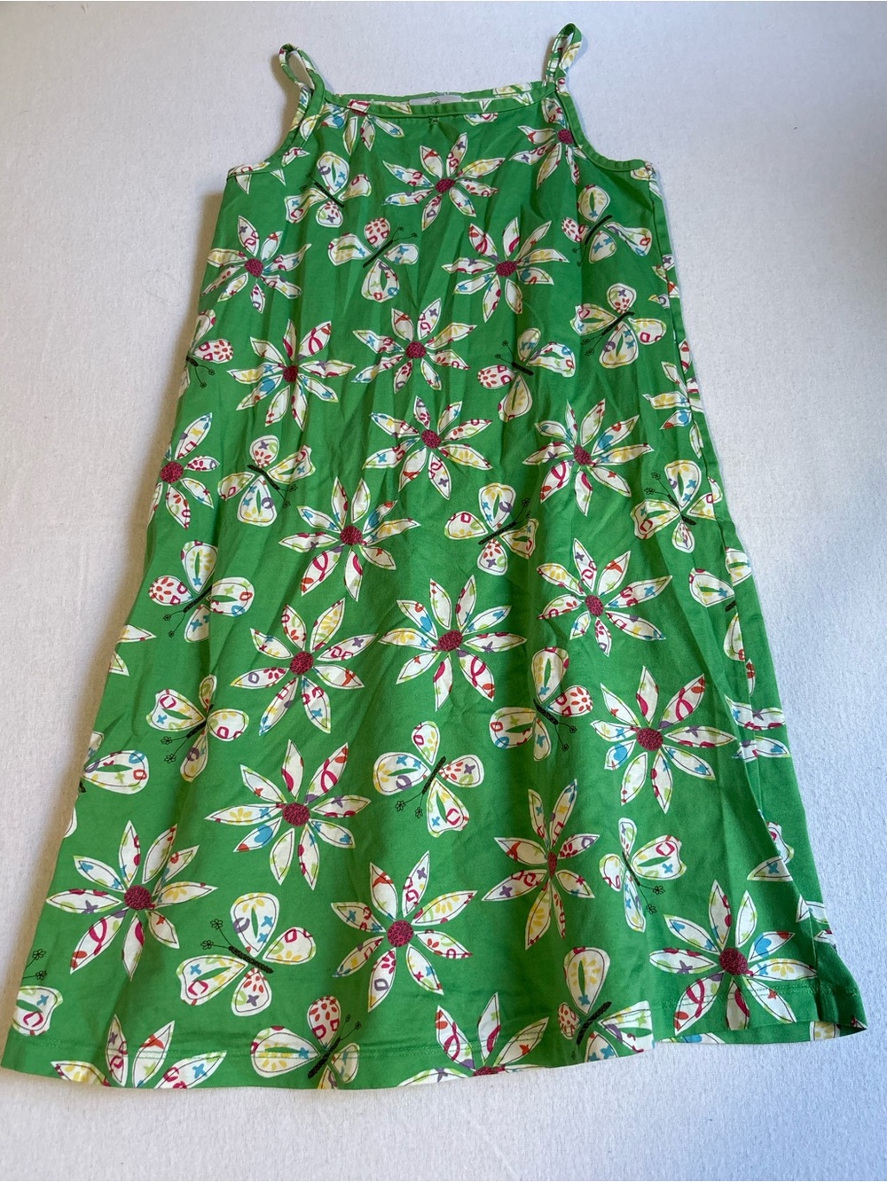 Hanna Andersson Green Floral Dress with Multicolor Petals